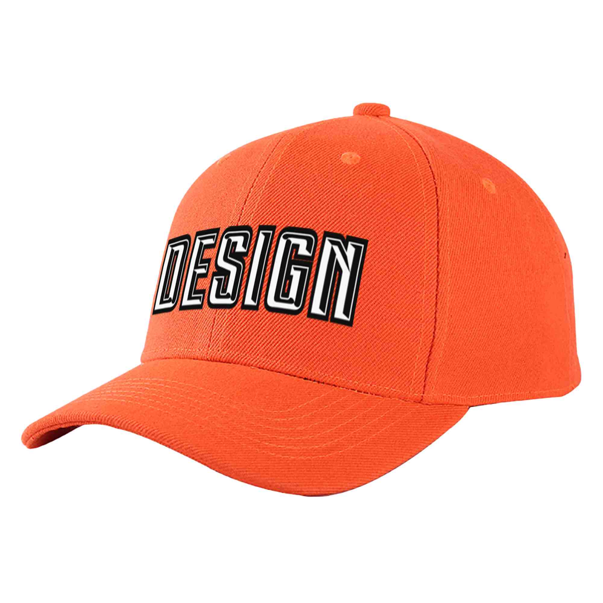 Custom Tangerine White-Black Curved Eaves Sport Design Baseball Cap