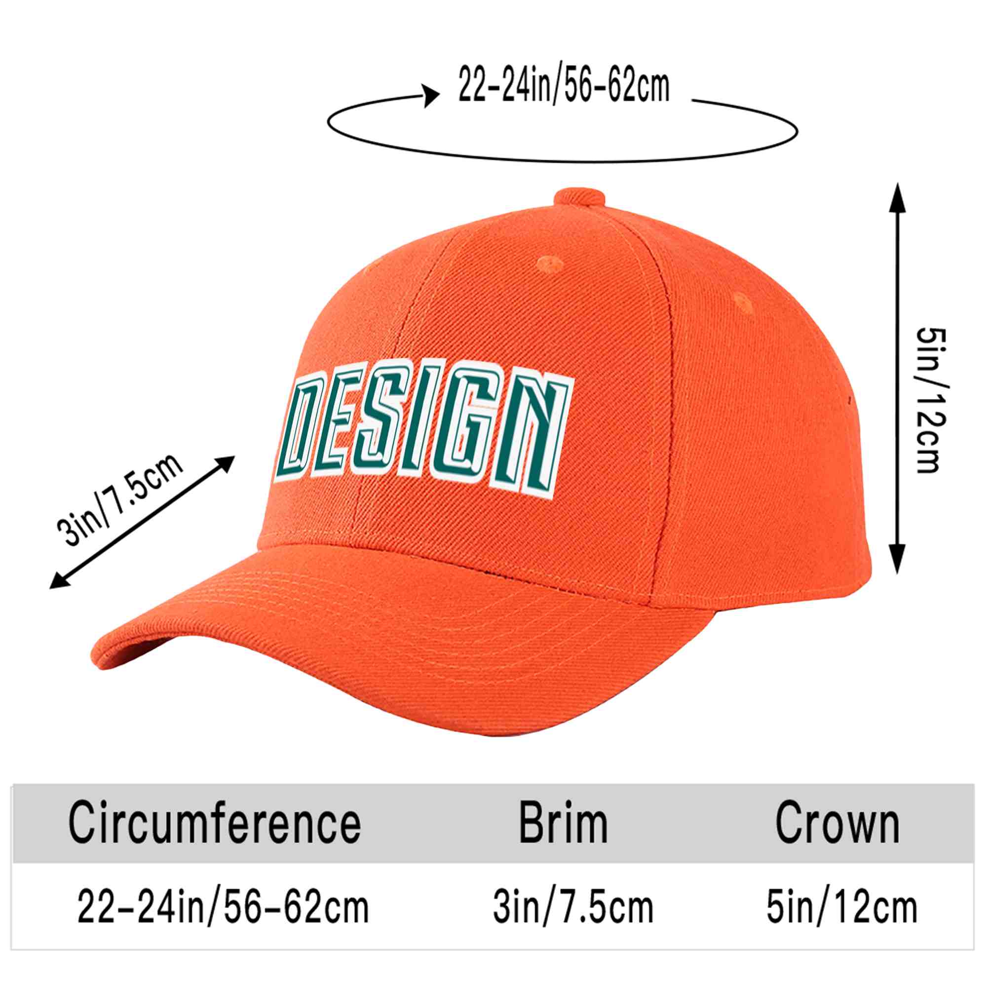 Casquette de baseball personnalisée Tangerine Aqua-White Curved Eaves Sport Design