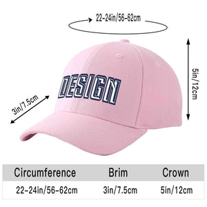 Custom Pink White-Navy Curved Eaves Sport Design Baseball Cap