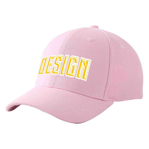 Custom Pink Gold-White Curved Eaves Sport Design Baseball Cap