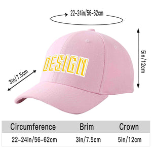 Custom Pink Gold-White Curved Eaves Sport Design Baseball Cap