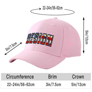 Custom Pink Vintage USA Flag-Gold Curved Eaves Sport Design Baseball Cap