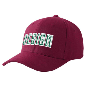 Vin rouge personnalisé Kelly vert-blanc courbé Eaves Sport Design casquette de baseball