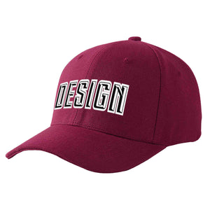 Casquette de baseball de conception de sport d'avant-toit incurvé noir-blanc de vin rouge personnalisé