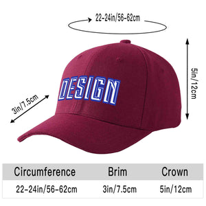 Casquette de baseball personnalisée, vin rouge, blanc-royal, courbée, design sportif