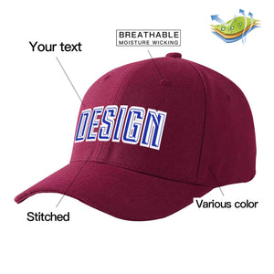 Casquette de baseball de conception de sport d'avant-toit incurvée blanc royal de vin rouge personnalisé