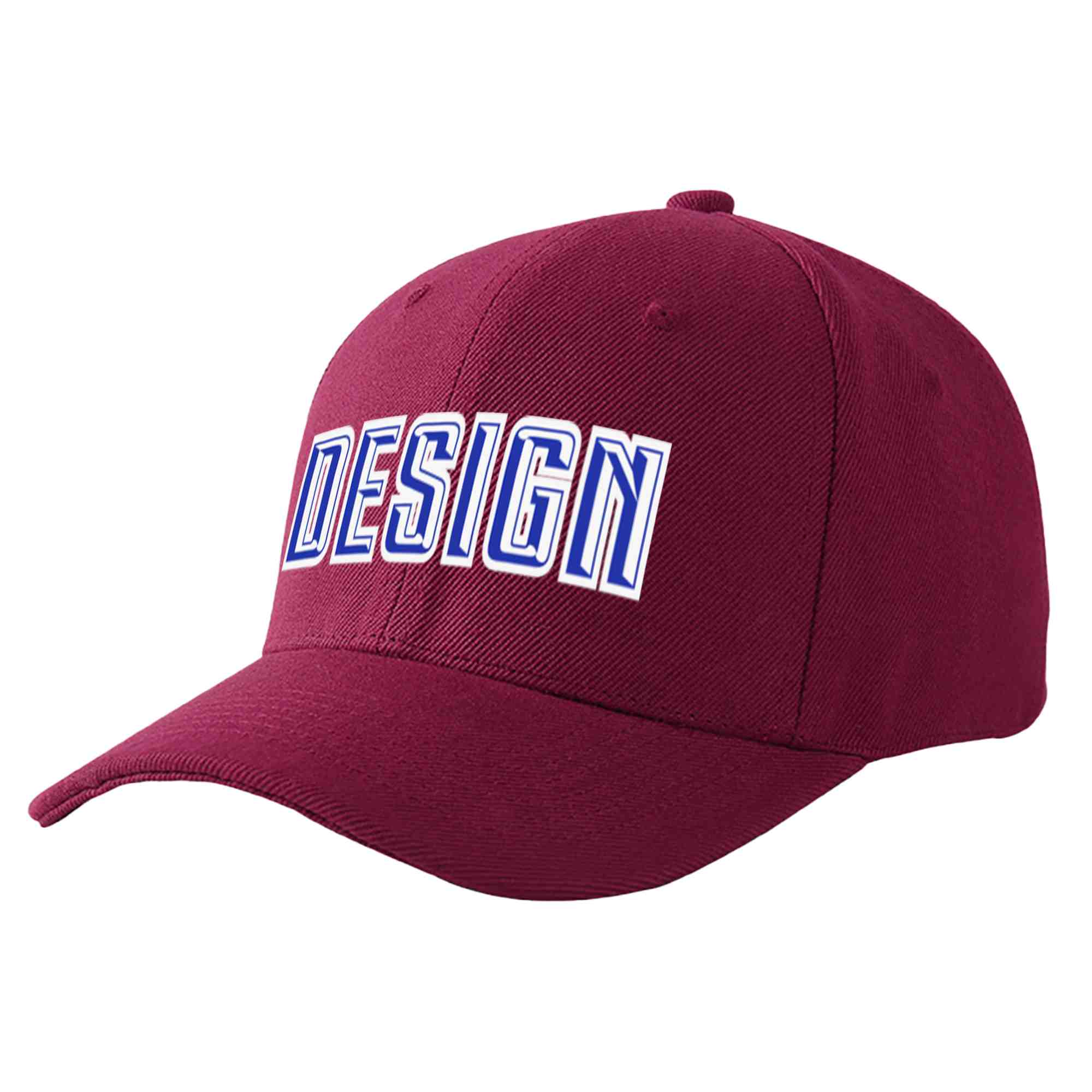 Custom Red Wine Royal-White Curved Eaves Sport Design Baseball Cap