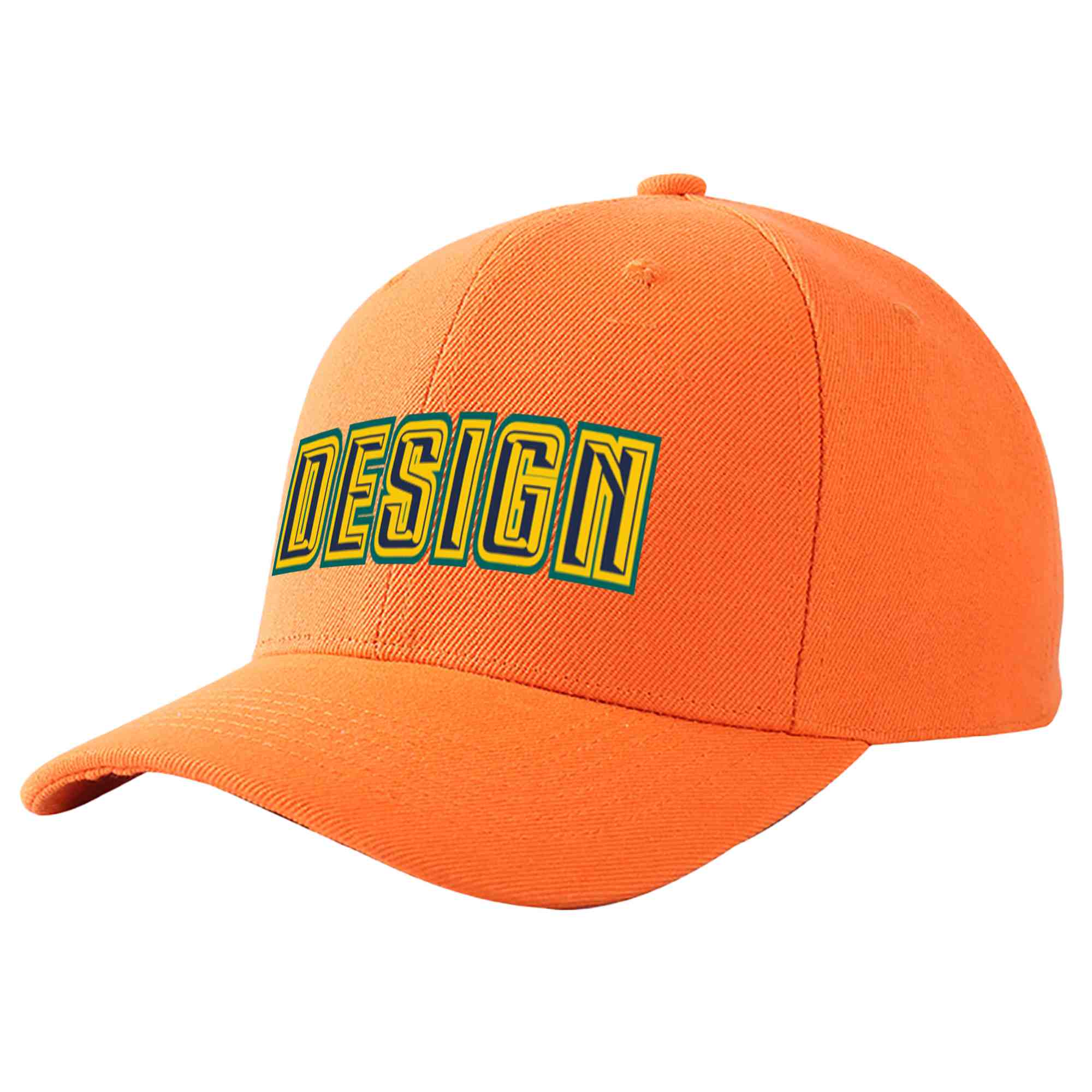 Casquette de baseball personnalisée orange marine-or incurvée Eaves Sport Design