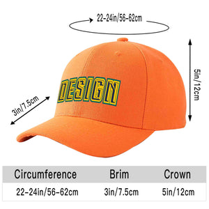 Custom Orange Navy-Gold Curved Eaves Sport Design Baseball Cap