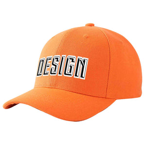 Custom Orange Black-White Curved Eaves Sport Design Baseball Cap