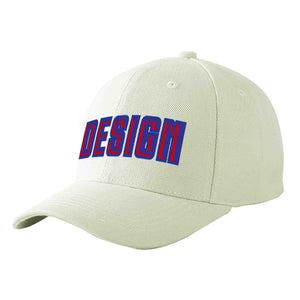 Custom Cream Red-Royal Curved Eaves Sport Design Baseball Cap