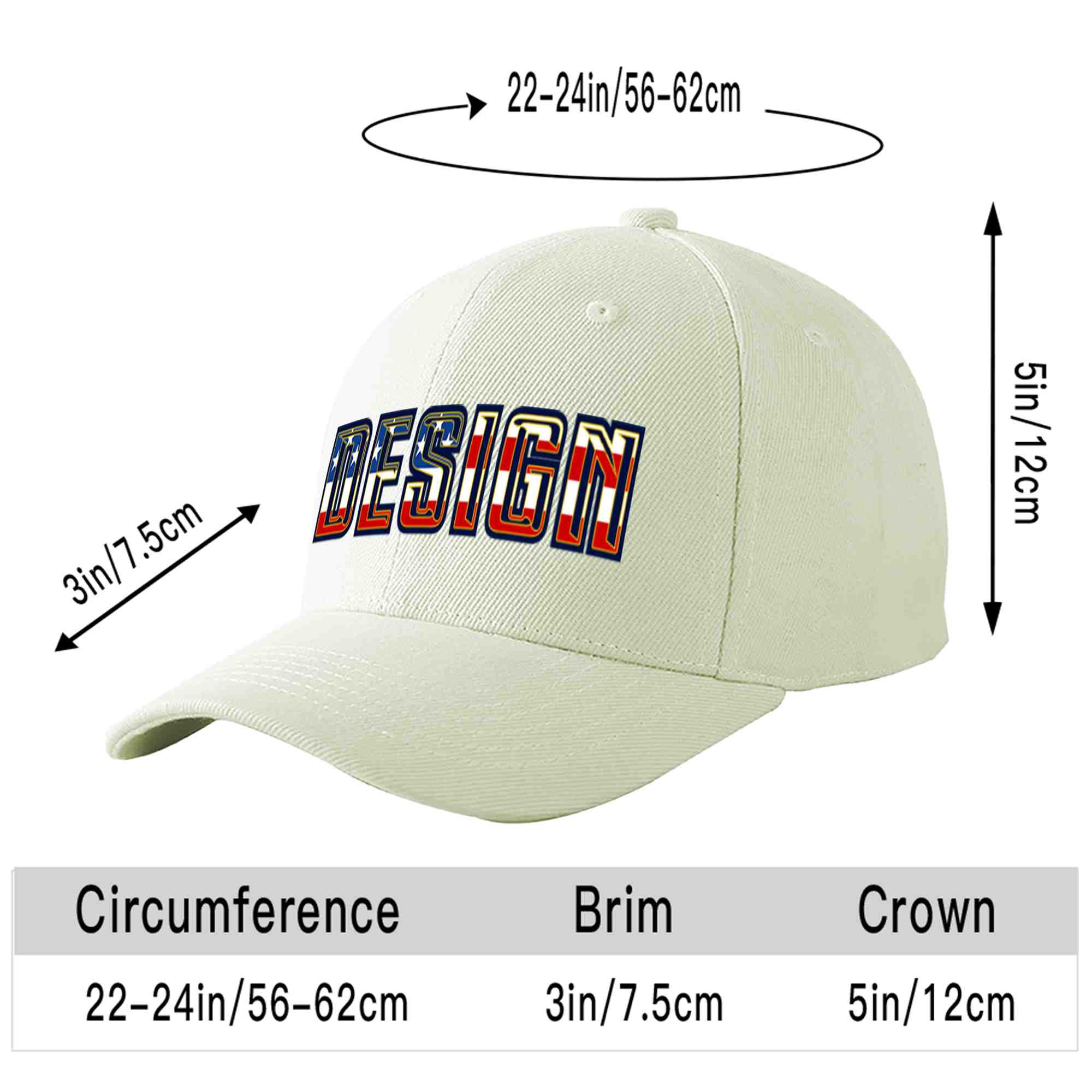 Custom Cream Vintage USA Flag-Gold Curved Eaves Sport Design Baseball Cap