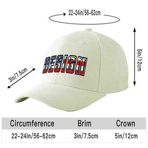 Custom Cream Vintage USA Flag-Gold Curved Eaves Sport Design Baseball Cap