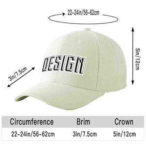 Custom Cream Black-White Curved Eaves Sport Design Baseball Cap