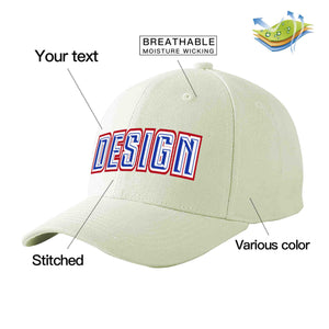 Custom Cream Royal-White Curved Eaves Sport Design Baseball Cap