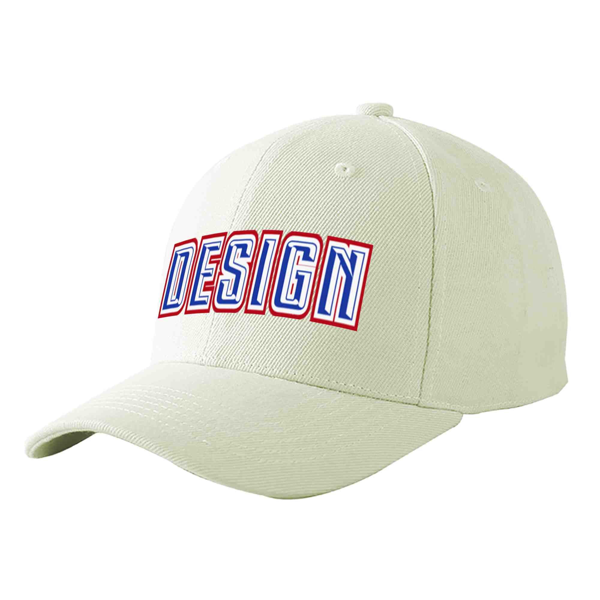 Custom Cream Royal-White Curved Eaves Sport Design Baseball Cap