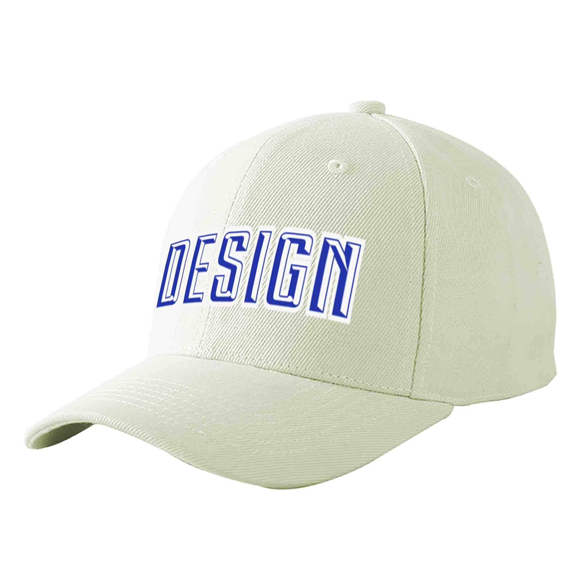 Custom Cream Royal-White Curved Eaves Sport Design Baseball Cap