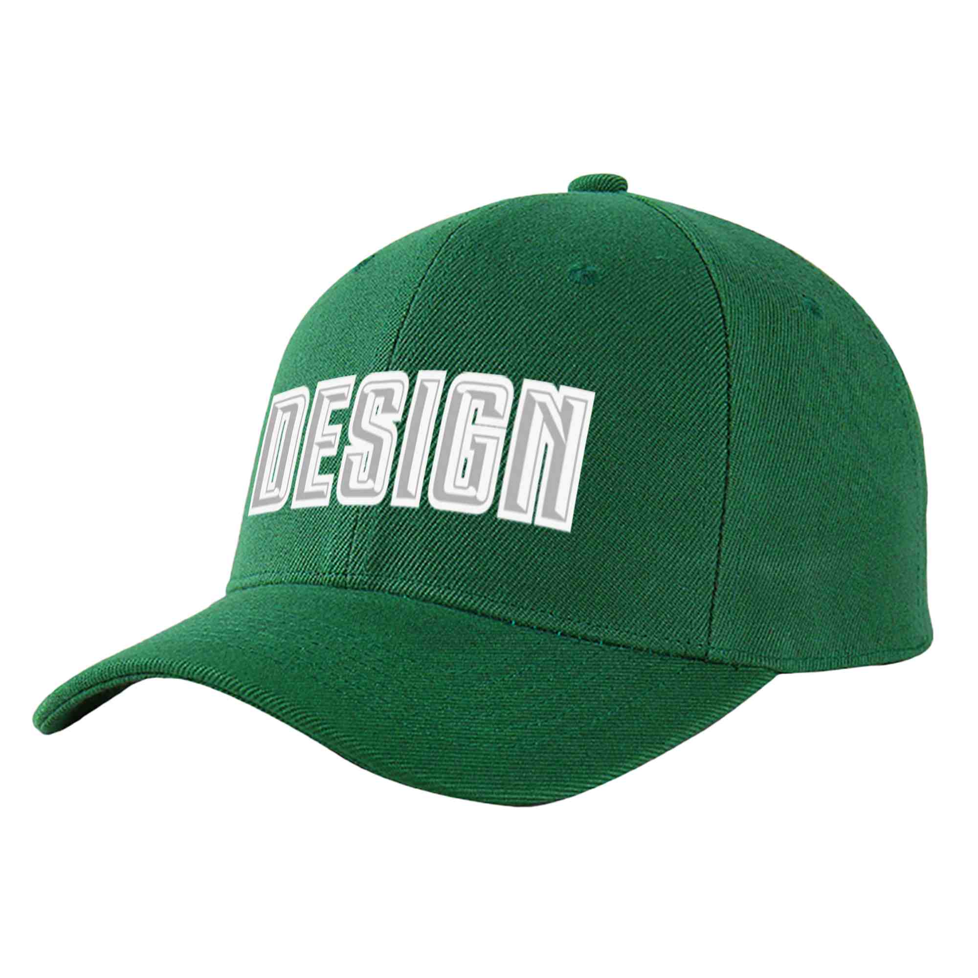 Custom Green Gray-White Curved Eaves Sport Design Baseball Cap