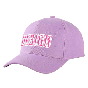 Custom Light Purple Pink-White Curved Eaves Sport Design Baseball Cap