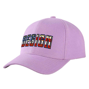 Custom Light Purple Vintage USA Flag-Gold Curved Eaves Sport Design Baseball Cap