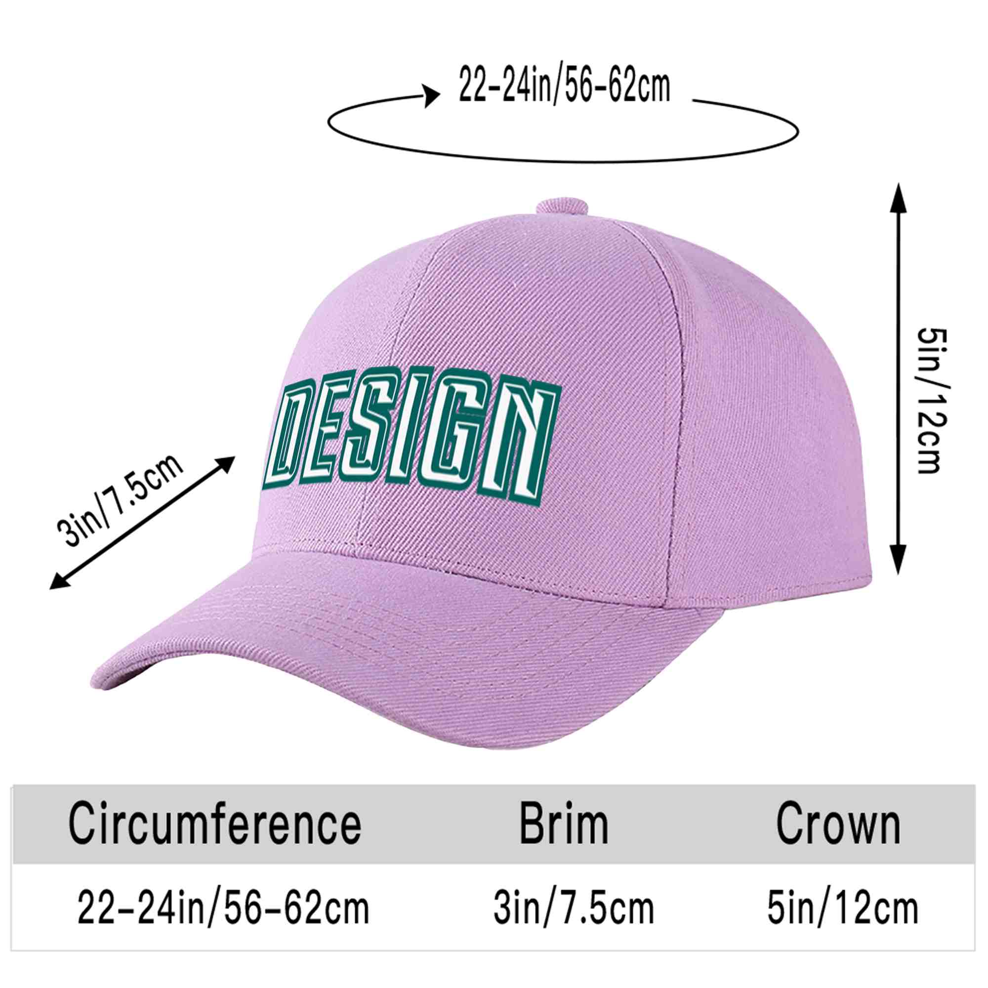 Custom Light Purple White-Aqua Curved Eaves Sport Design Baseball Cap