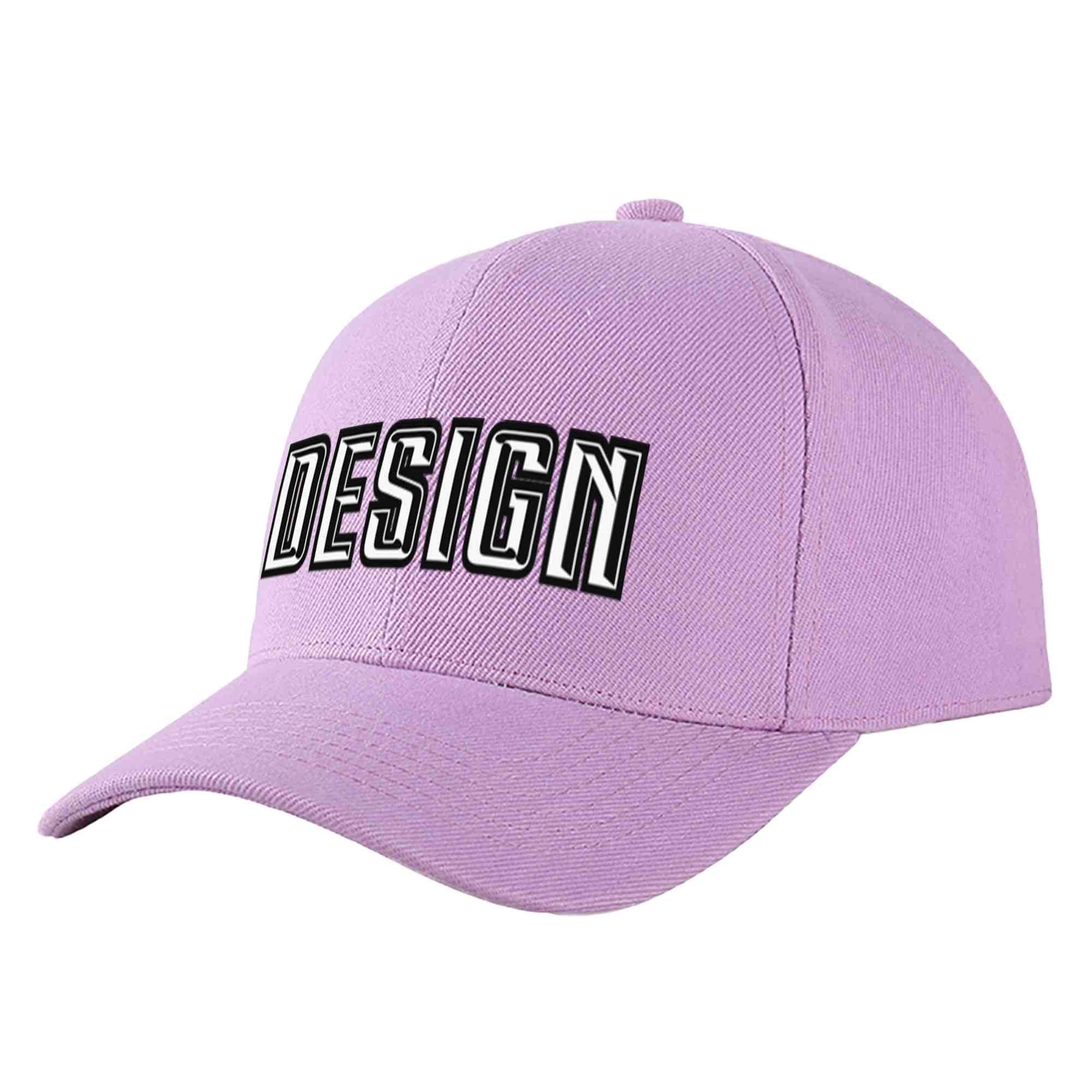 Casquette de baseball personnalisée, violet clair, blanc-noir, design sportif, avec avant-toit incurvé