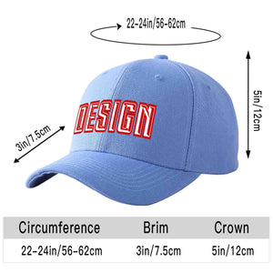 Casquette de baseball personnalisée bleu ciel blanc-rouge avec avant-toit incurvé