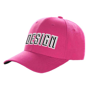 Custom Rose Red Black-White Curved Eaves Sport Design Baseball Cap