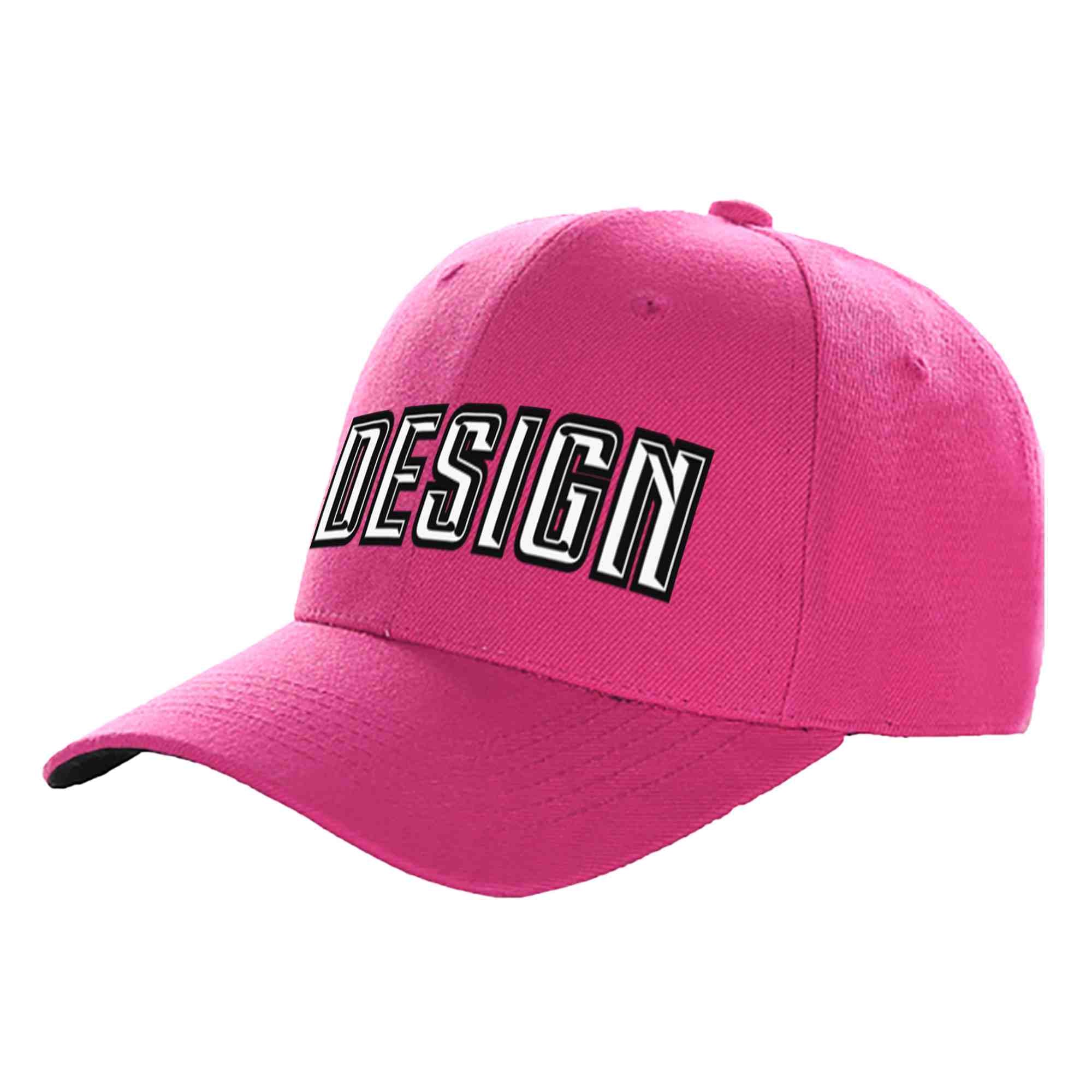 Custom Rose Red White-Black Curved Eaves Sport Design Baseball Cap