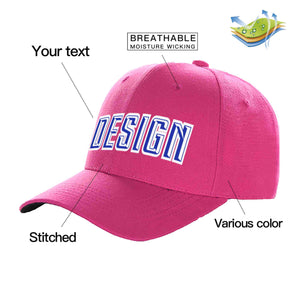 Custom Rose Red Royal-White Curved Eaves Sport Design Baseball Cap