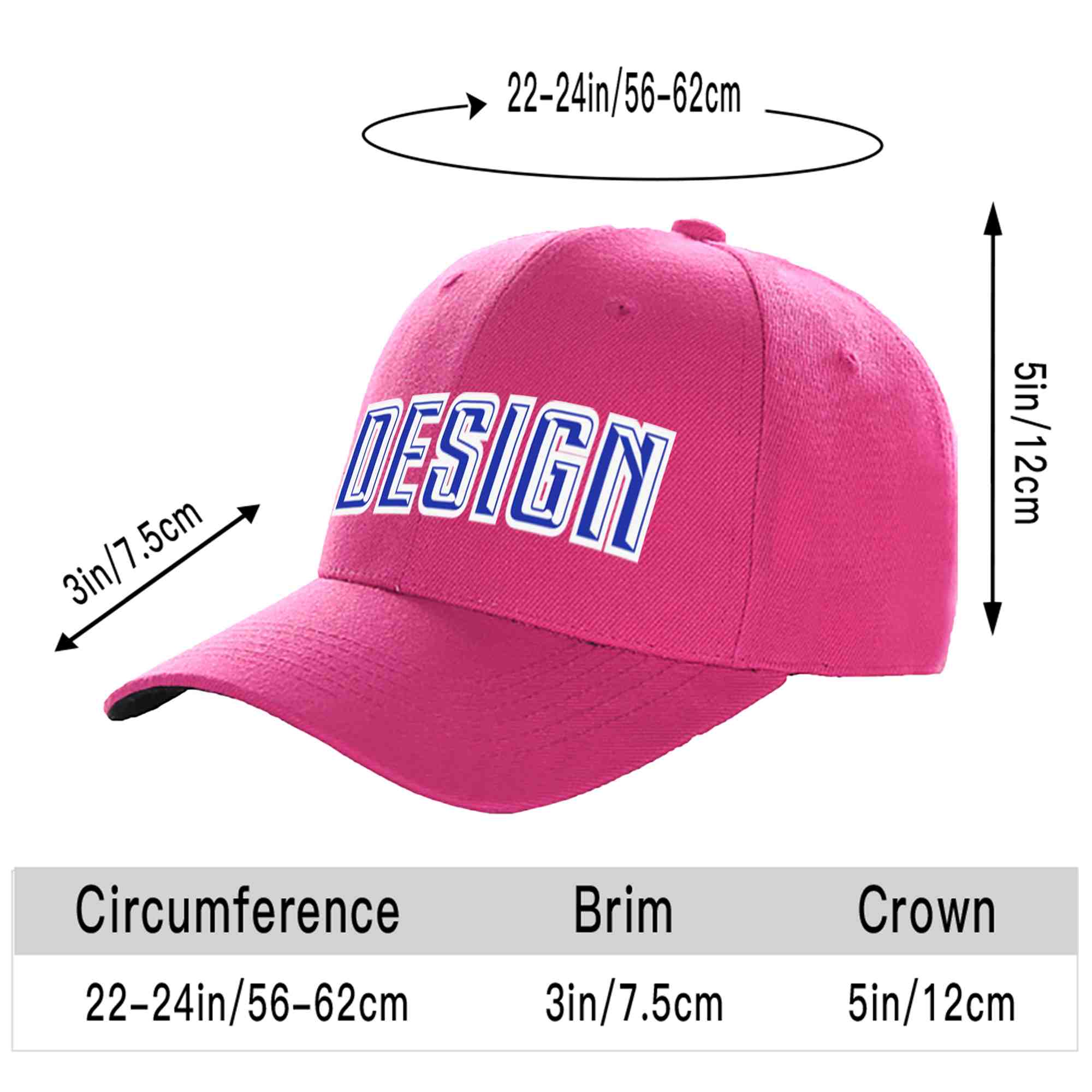 Custom Rose Red Royal-White Curved Eaves Sport Design Baseball Cap