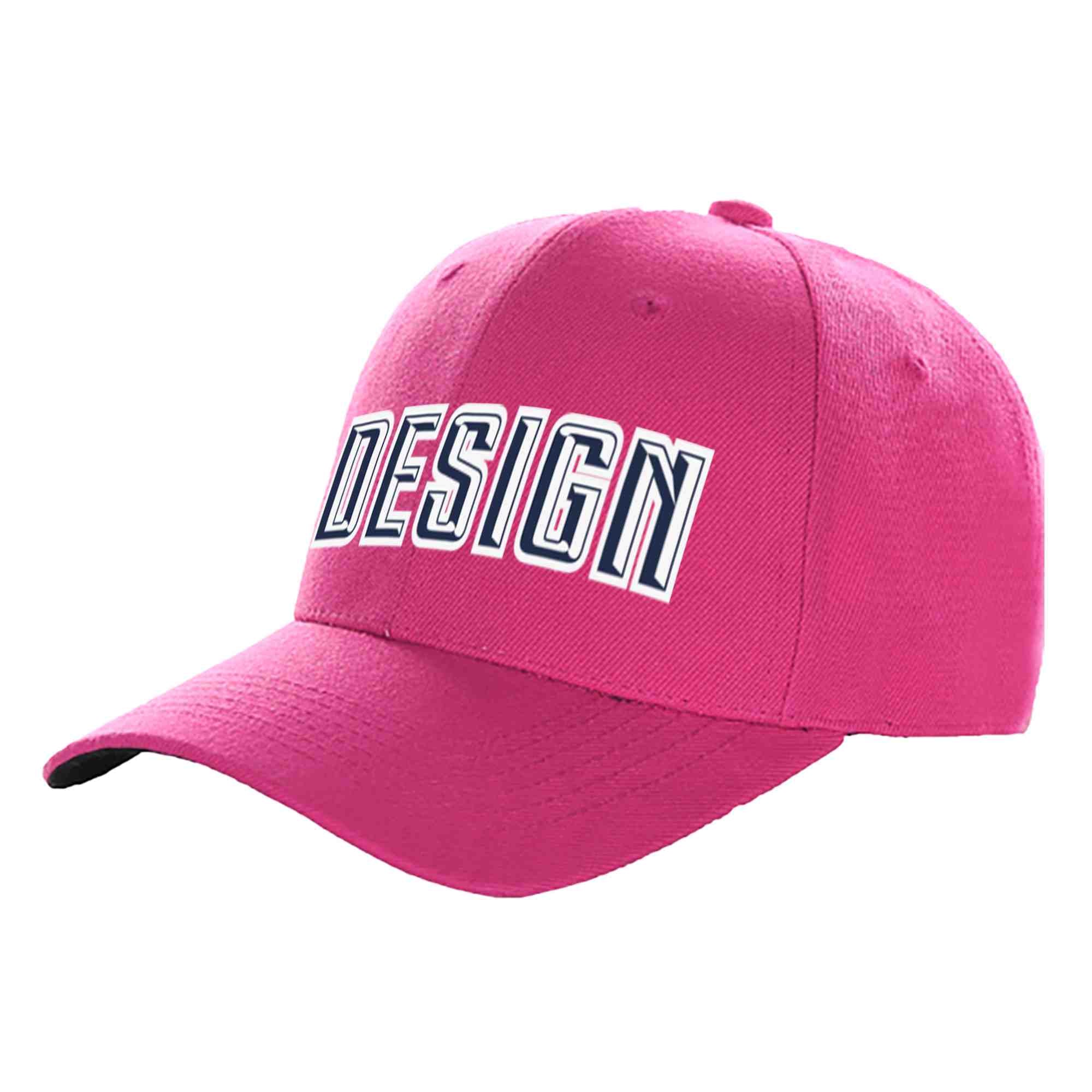 Casquette de baseball incurvée personnalisée Rose rouge marine-blanc avec avant-toit