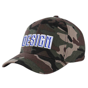 Casquette de baseball personnalisée Camo Royal-White Curved Eaves Sport Design