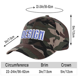 Casquette de baseball personnalisée Camo Royal-White Curved Eaves Sport Design