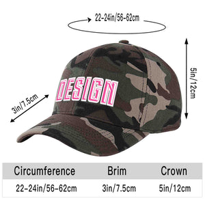 Custom Camo Pink-White Curved Eaves Sport Design Baseball Cap