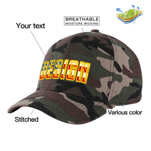 Custom Camo Vintage USA Flag-Gold Curved Eaves Sport Design Baseball Cap