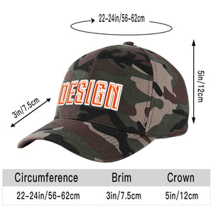 Casquette de baseball personnalisée camouflage orange-blanc avec avant-toit incurvé et design sportif