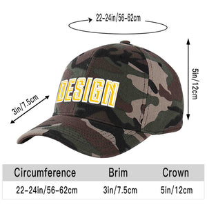 Casquette de baseball personnalisée Camo Gold-White Curved Eaves Sport Design