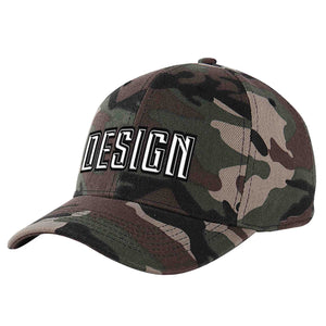 Custom Camo White-Black Curved Eaves Sport Design Baseball Cap