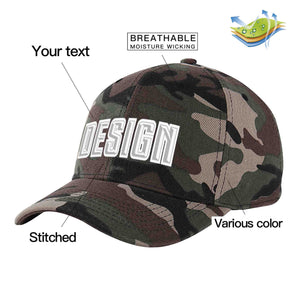 Custom Camo Gray-White Curved Eaves Sport Design Baseball Cap