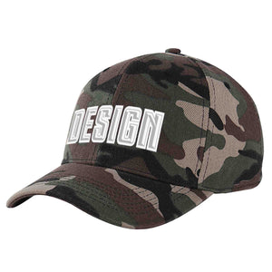 Custom Camo Gray-White Curved Eaves Sport Design Baseball Cap