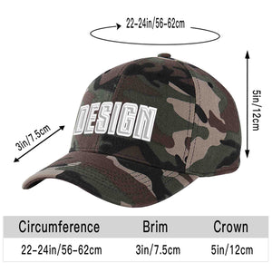 Custom Camo Gray-White Curved Eaves Sport Design Baseball Cap