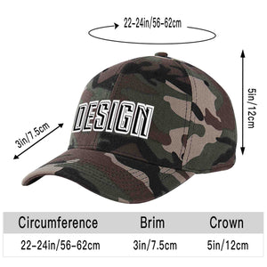 Custom Camo Black-White Curved Eaves Sport Design Baseball Cap