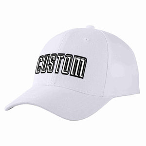 Conception personnalisée de casquette de baseball de sport incurvée blanc-noir blanc pour hommes/femmes/jeunes