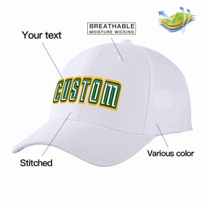 Conception personnalisée de casquette de baseball de sport incurvée blanc-vert Kelly pour hommes/femmes/jeunes