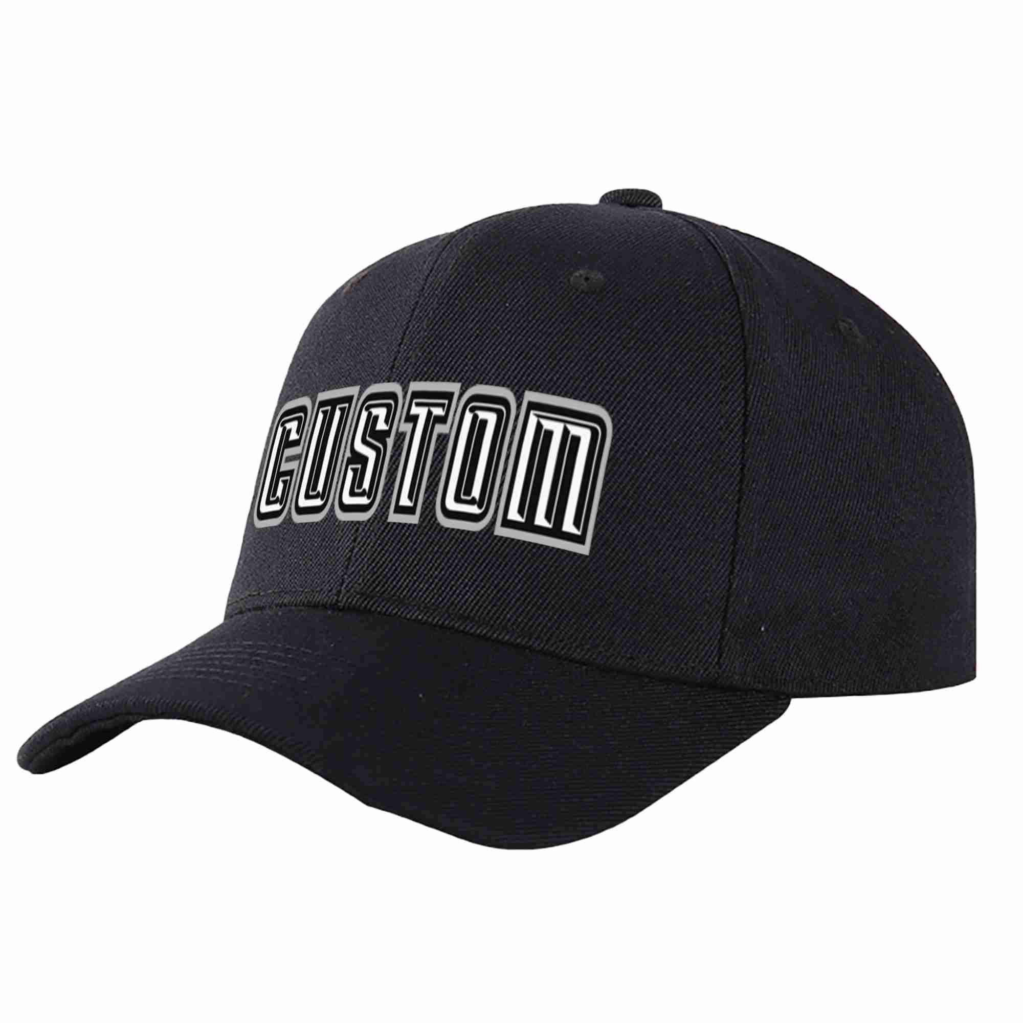 Custom Black White-Black Curved Eaves Sport Baseball Cap Design for Men/Women/Youth