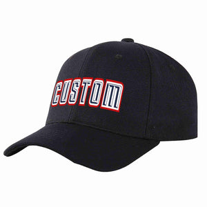 Conception personnalisée de casquette de baseball de sport incurvée noir marine-blanc pour hommes/femmes/jeunes