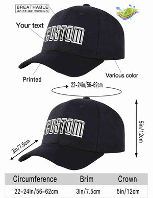 Custom Black Black-White Curved Eaves Sport Baseball Cap Design for Men/Women/Youth