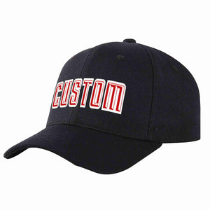 Conception personnalisée de casquette de baseball de sport incurvée noir rouge-blanc pour hommes/femmes/jeunes