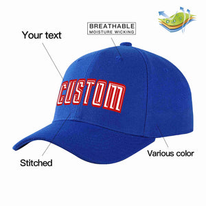 Custom Royal White-Red Curved Eaves Sport Baseball Cap Design for Men/Women/Youth